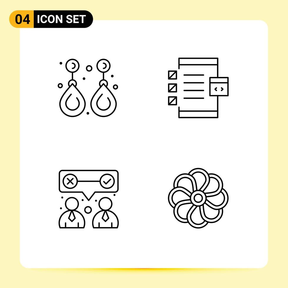 4 Line concept for Websites Mobile and Apps earring device jewelry coding our Editable Vector Design Elements