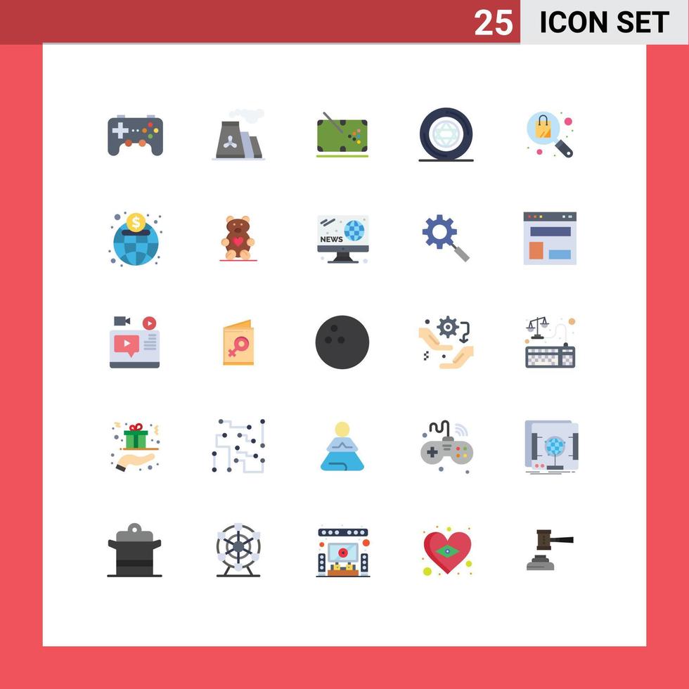 Modern Set of 25 Flat Colors and symbols such as bag pentacle snooker magic play Editable Vector Design Elements