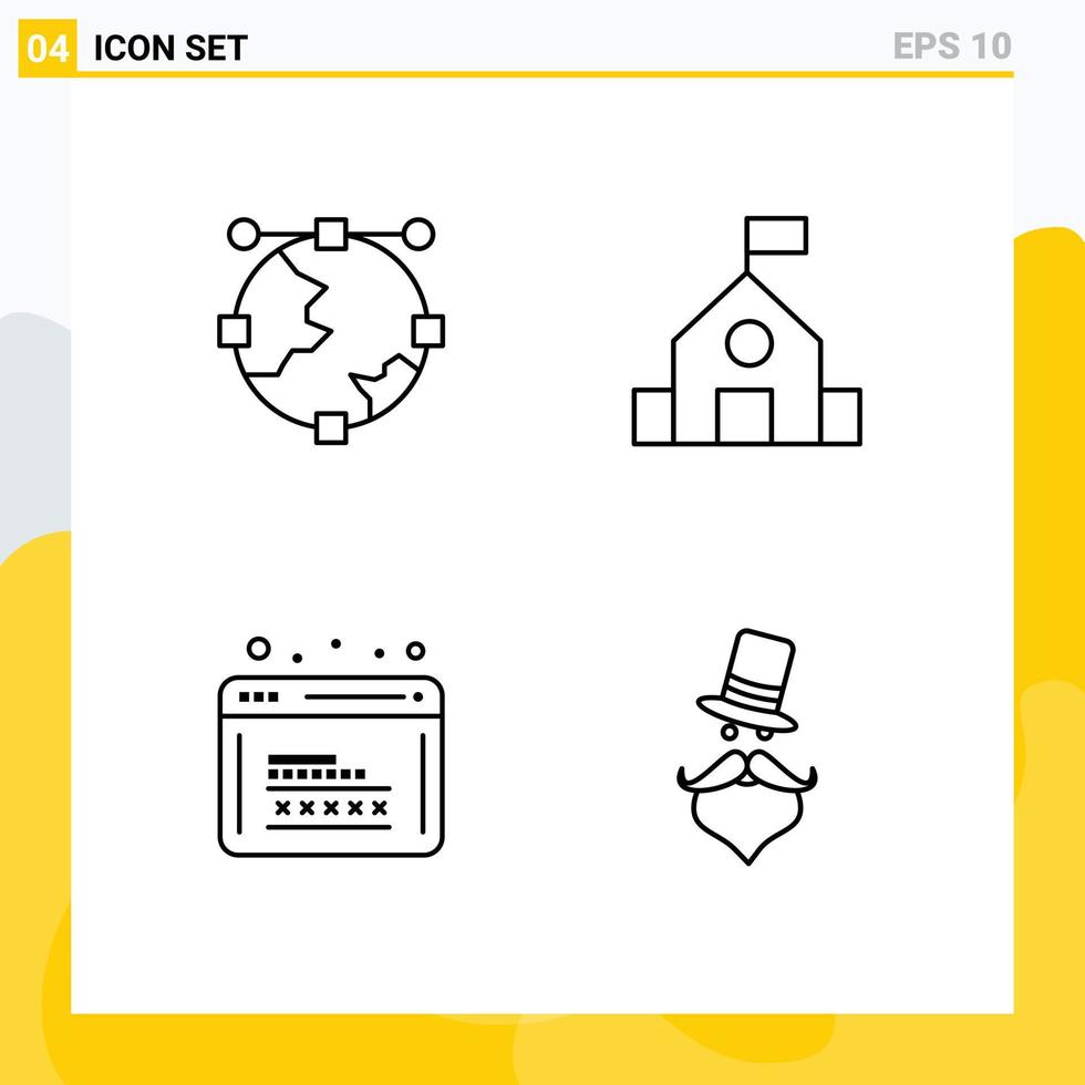 Concepto de 4 líneas para sitios web móviles y aplicaciones ancla codificación globo aprender programación elementos de diseño vectorial editables vector
