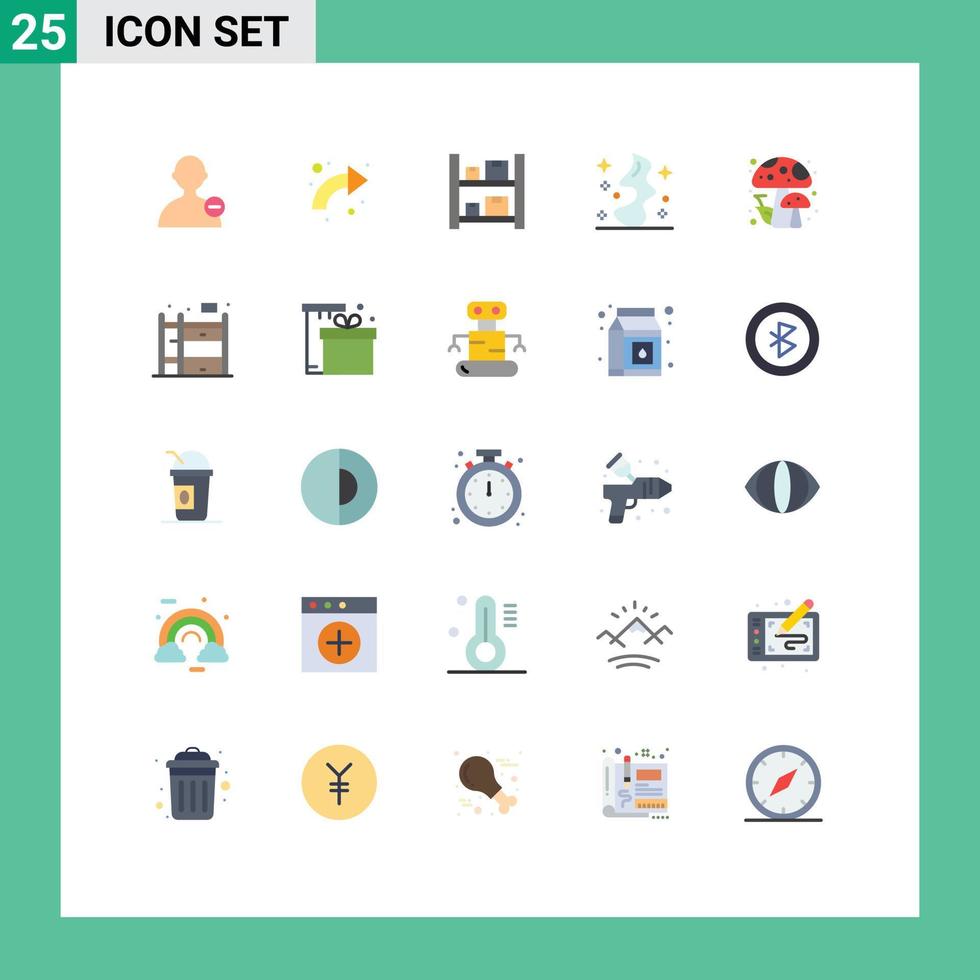 User Interface Pack of 25 Basic Flat Colors of forest witch box wish magic Editable Vector Design Elements
