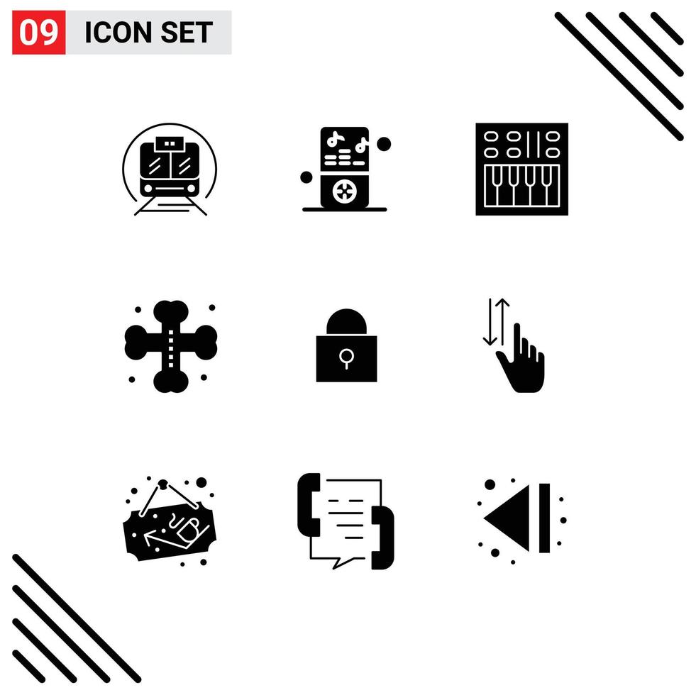 User Interface Pack of 9 Basic Solid Glyphs of twitter grave amplifier cross volume Editable Vector Design Elements