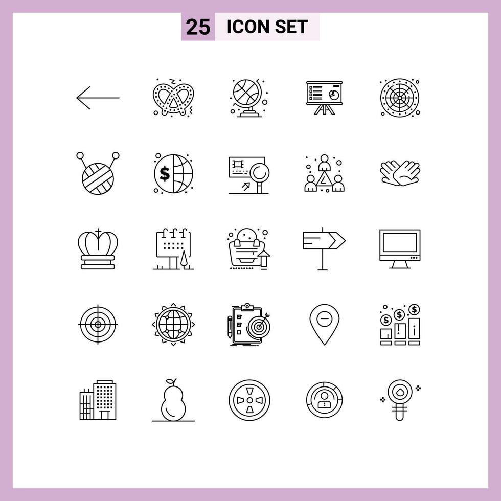 25 Universal Lines Set for Web and Mobile Applications game lucky presentation report graph Editable Vector Design Elements