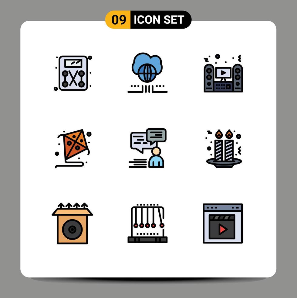 9 iconos creativos signos y símbolos modernos de soporte chat tv hobby cometa elementos de diseño vectorial editables vector