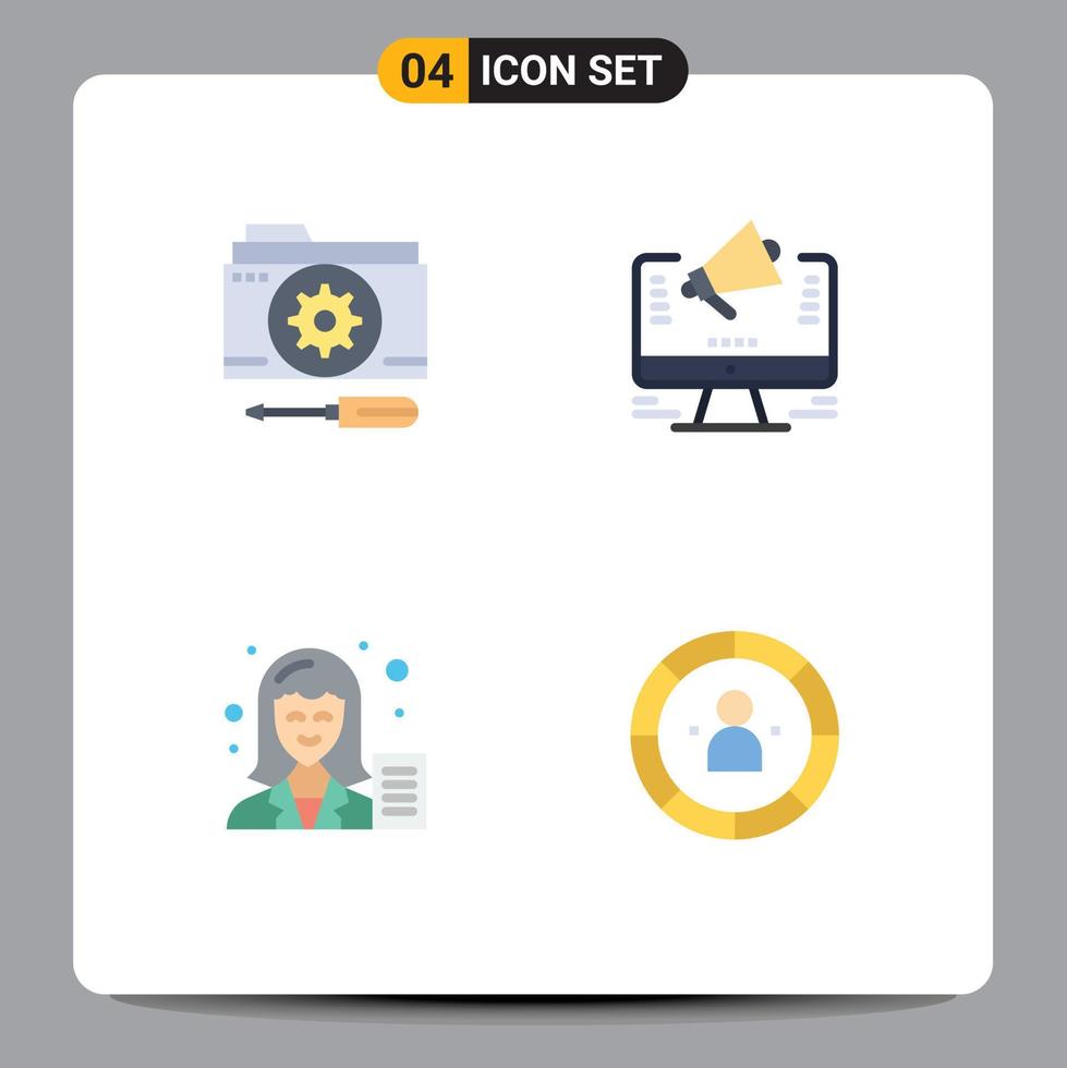 4 User Interface Flat Icon Pack of modern Signs and Symbols of configuration offer setting website blogger Editable Vector Design Elements