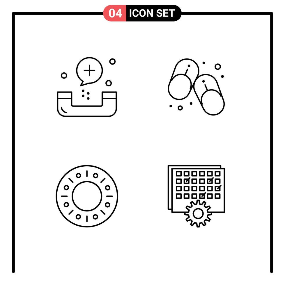 Universal Icon Symbols Group of 4 Modern Filledline Flat Colors of call bakery fitness footwear food Editable Vector Design Elements