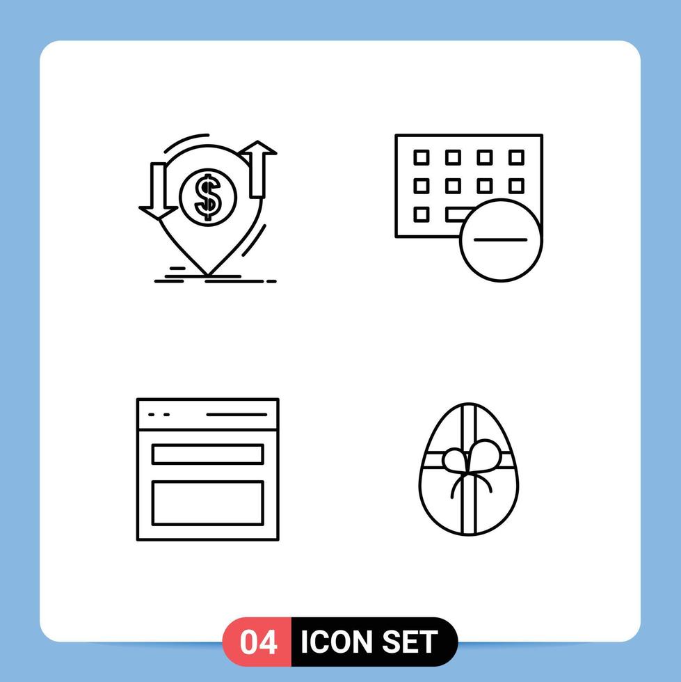 Editable Vector Line Pack of 4 Simple Filledline Flat Colors of transaction keyboard finance devices interface Editable Vector Design Elements