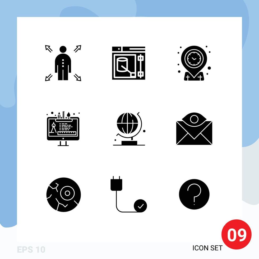 9 Creative Icons Modern Signs and Symbols of science world location edit tool tool Editable Vector Design Elements