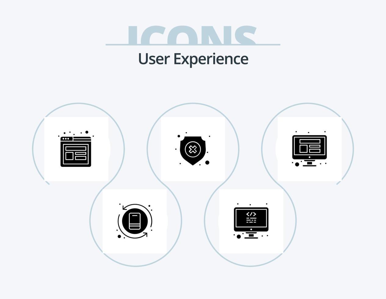 User Experience Glyph Icon Pack 5 Icon Design. website. failed. design. shield. antivirus vector