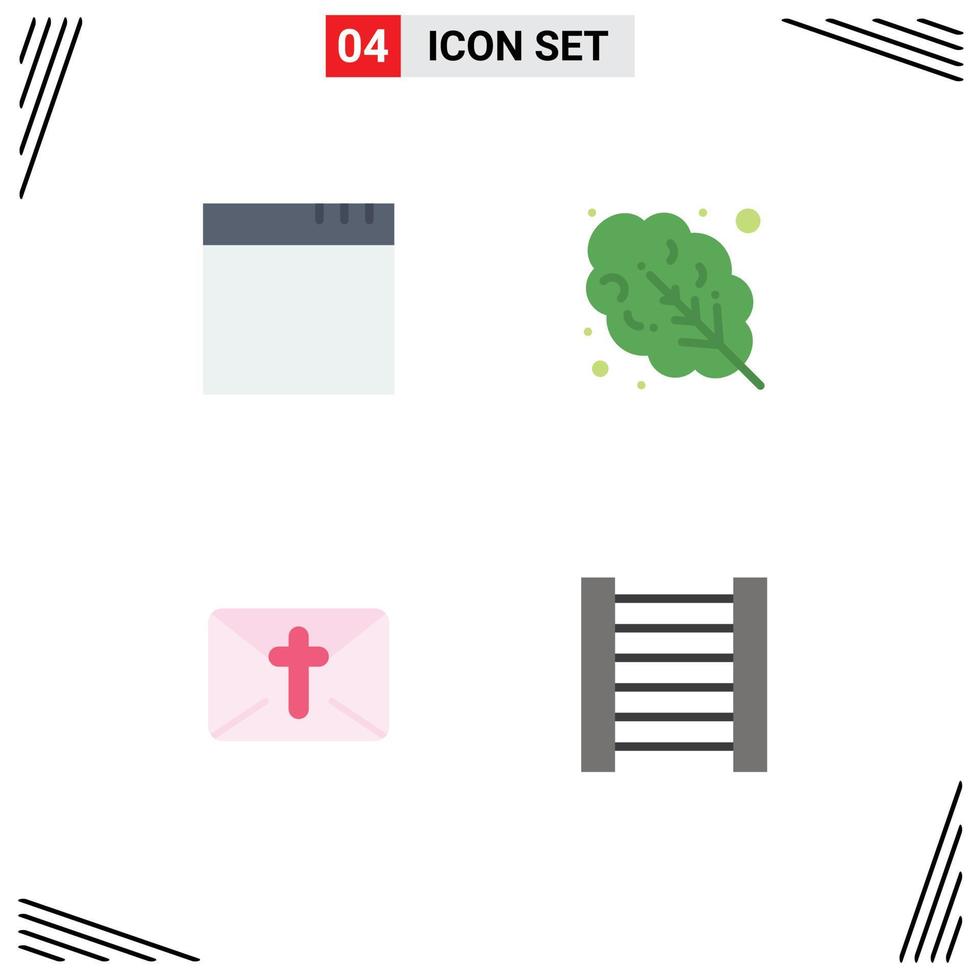 Pack of 4 creative Flat Icons of app ladder salad mail Editable Vector Design Elements