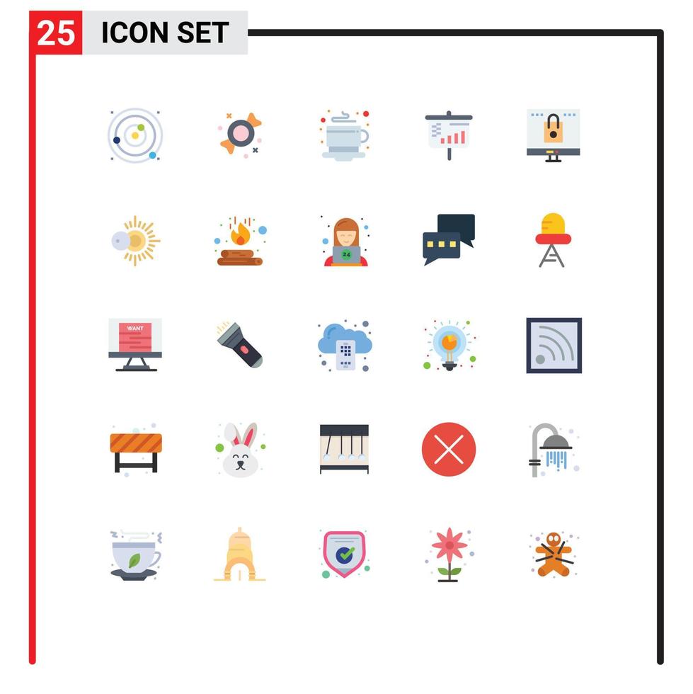 25 Universal Flat Colors Set for Web and Mobile Applications online bag breakfast screen bar Editable Vector Design Elements