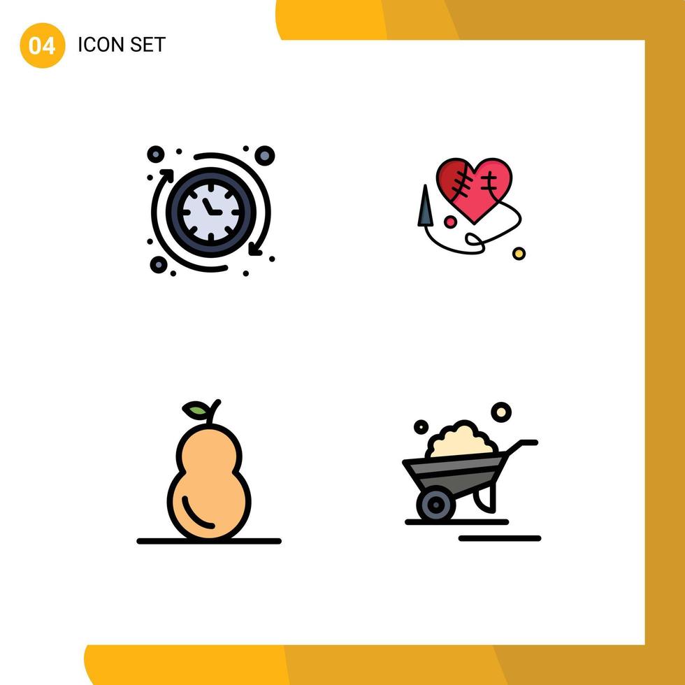 Set of 4 Modern UI Icons Symbols Signs for around pear the heartm heart garden Editable Vector Design Elements