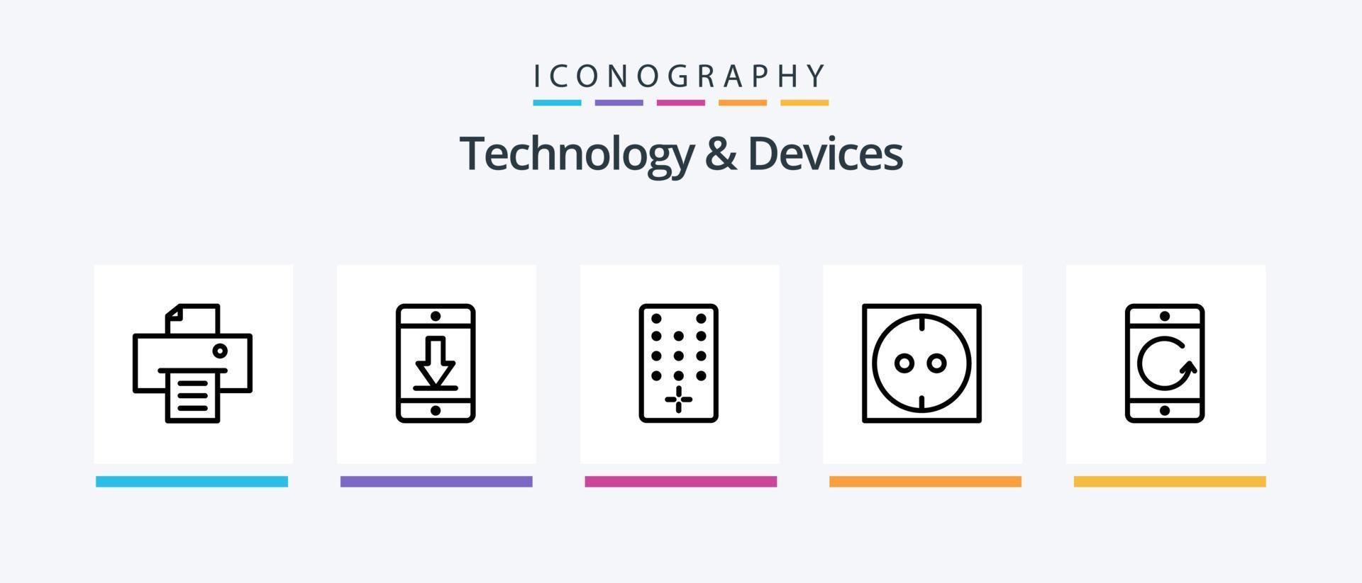 Devices Line 5 Icon Pack Including cellphone. type. arrow. keyboard. mobile. Creative Icons Design vector