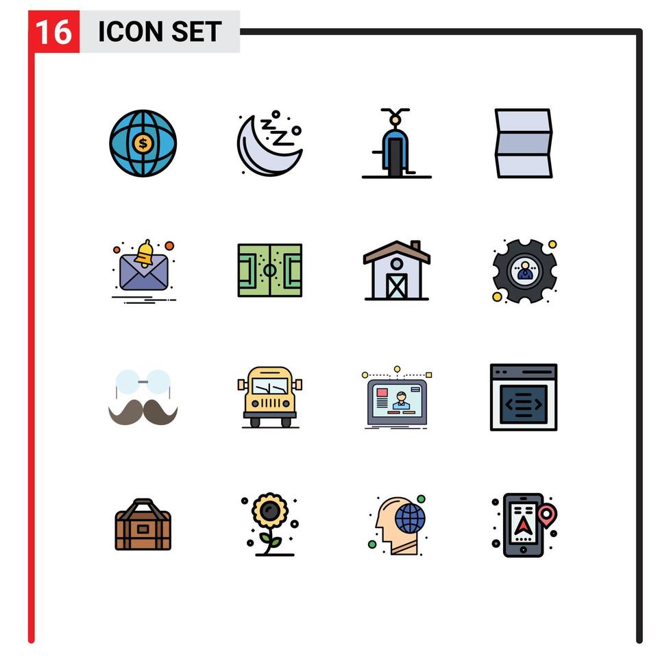 Set of 16 Modern UI Icons Symbols Signs for notification alert filled travel location Editable Creative Vector Design Elements