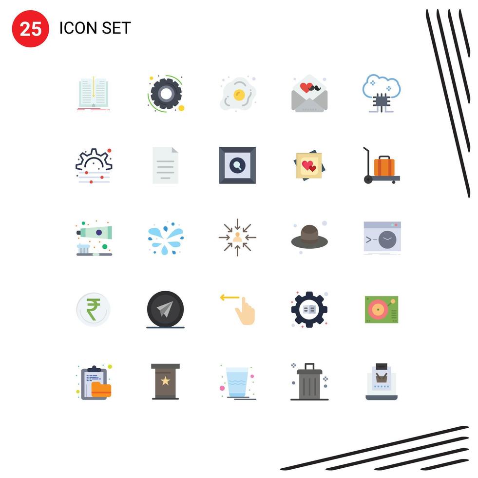 Set of 25 Modern UI Icons Symbols Signs for cloud database wishes egg greetings day Editable Vector Design Elements