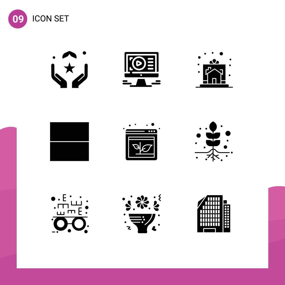 9 Universal Solid Glyph Signs Symbols of arrow interface design grid home Editable Vector Design Elements