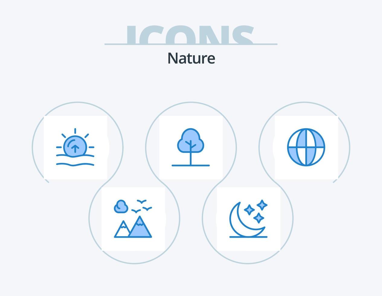 paquete de iconos de naturaleza azul 5 diseño de iconos. naturaleza. tierra. naturaleza. naturaleza. árbol vector