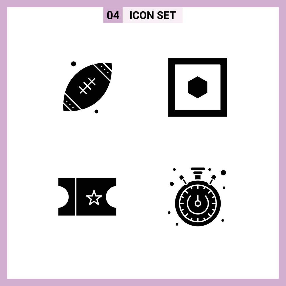 Solid Glyph Pack of 4 Universal Symbols of ball stopwatch ireland six sides timer Editable Vector Design Elements