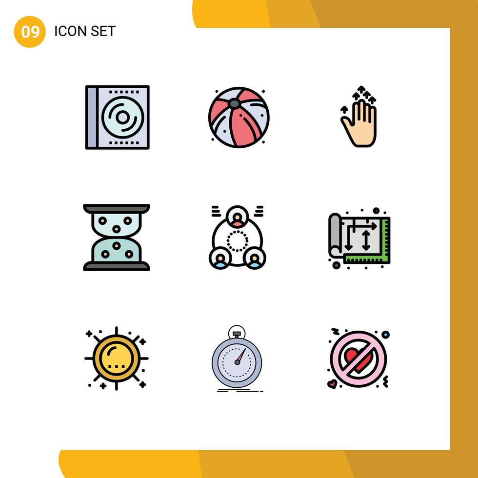 Modern Set of 9 Filledline Flat Colors Pictograph of people employee gesture company loading Editable Vector Design Elements