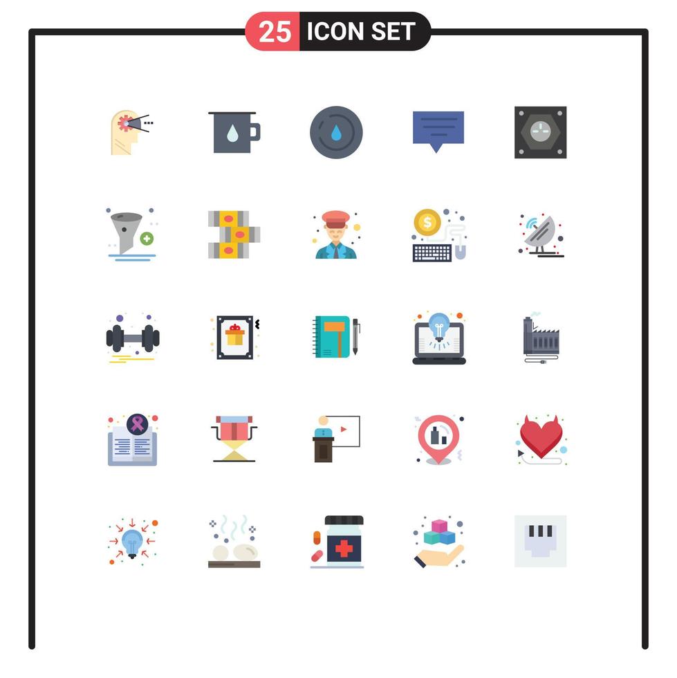 símbolos de iconos universales grupo de 25 colores planos modernos de energía eléctrica naturaleza chat eléctrico elementos de diseño vectorial editables vector