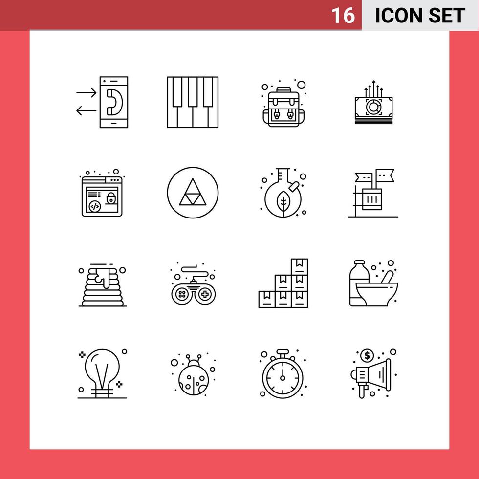 Editable Vector Line Pack of 16 Simple Outlines of browser seo http bag transfer bundle Editable Vector Design Elements