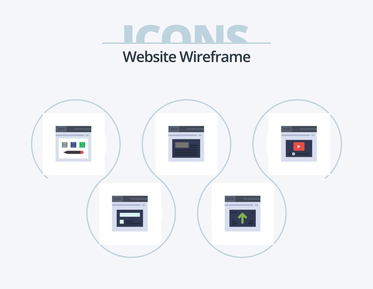 Website Wireframe Flat Icon Pack 5 Icon Design. website. page. website. internet. website vector