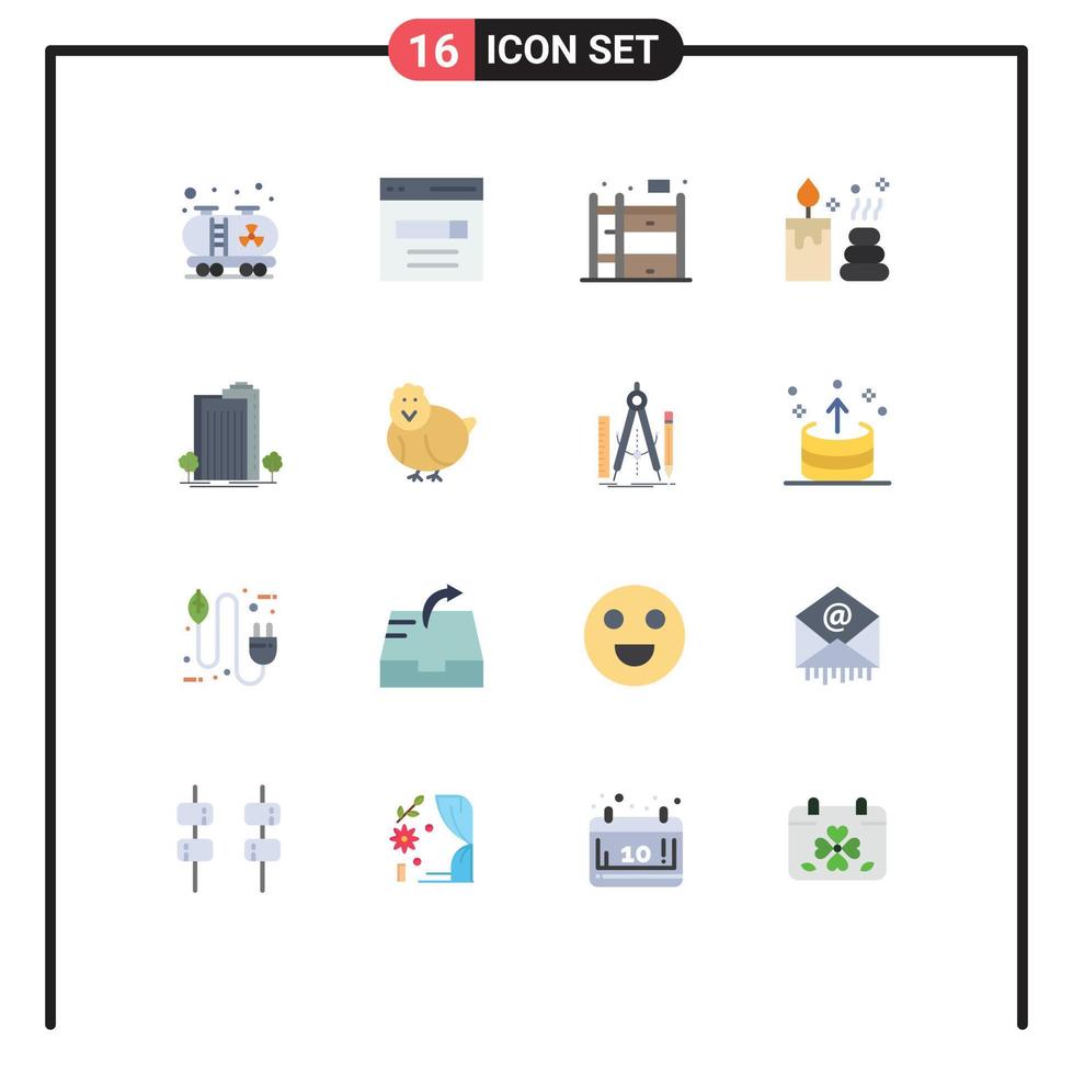 Universal Icon Symbols Group of 16 Modern Flat Colors of city green home building element Editable Pack of Creative Vector Design Elements