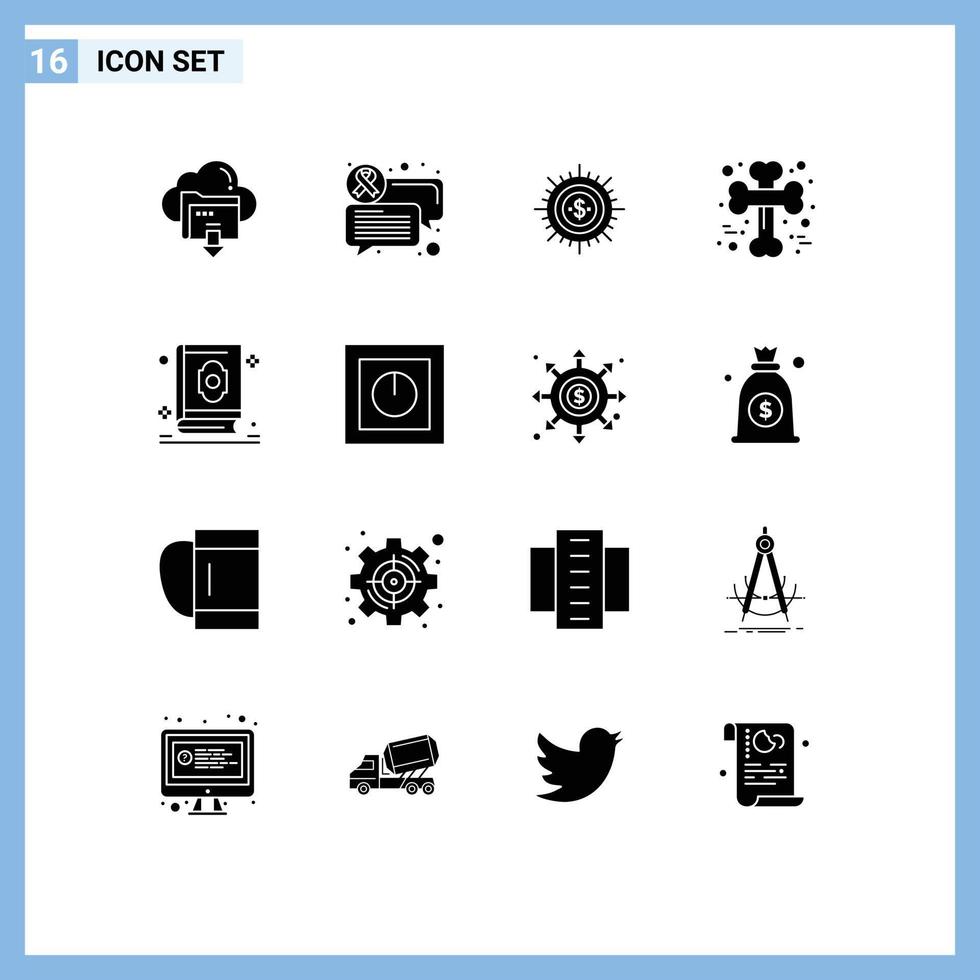16 Solid Glyph concept for Websites Mobile and Apps crossed bone money ways flow Editable Vector Design Elements