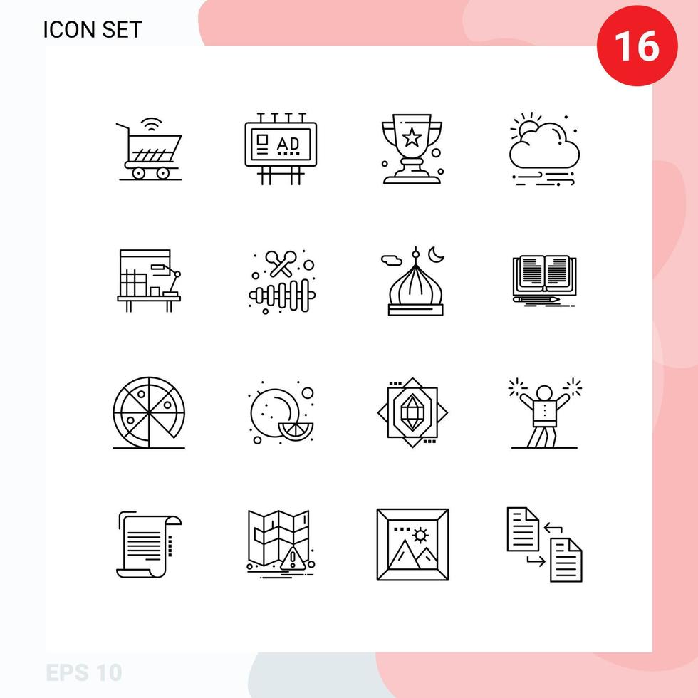 16 Creative Icons Modern Signs and Symbols of office workplace publicity weather wind Editable Vector Design Elements