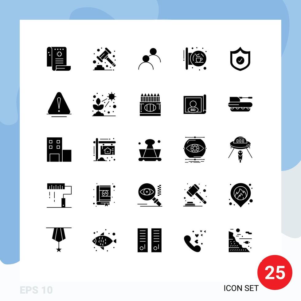 Stock Vector Icon Pack of 25 Line Signs and Symbols for signal hanging signpost banking coffee basic Editable Vector Design Elements