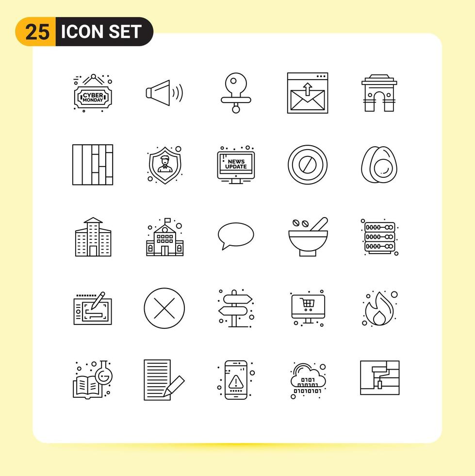 Line Pack of 25 Universal Symbols of hinduism culture dummy mail contact us Editable Vector Design Elements