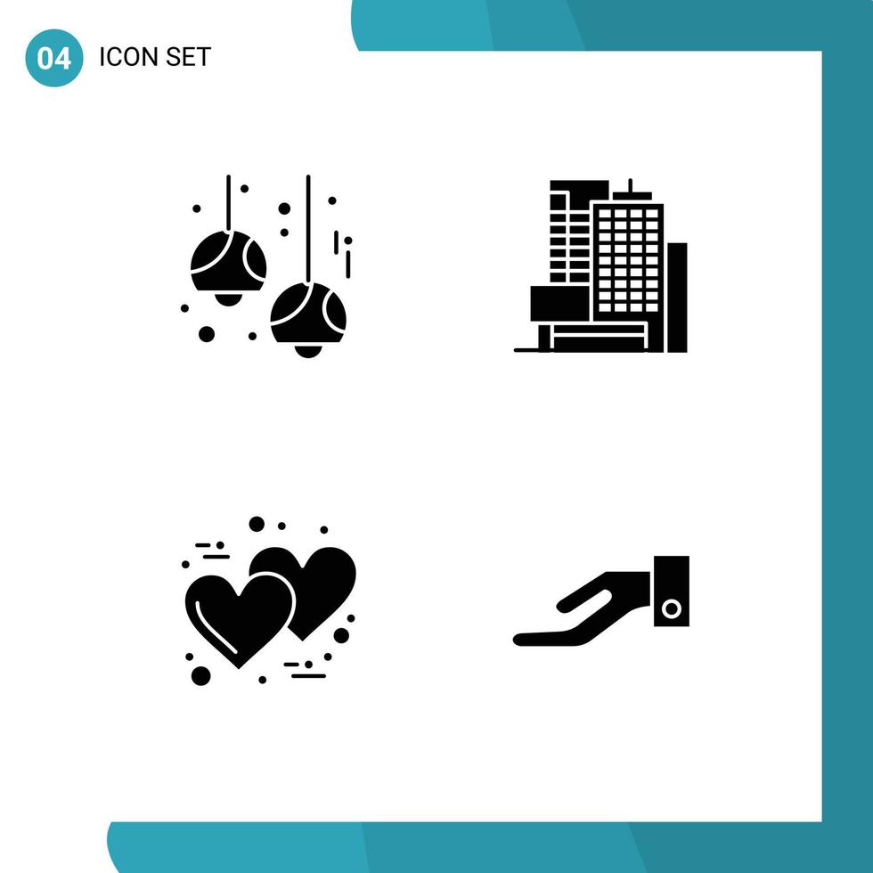 4 Solid Glyph concept for Websites Mobile and Apps bulb love lamps business thanks day Editable Vector Design Elements