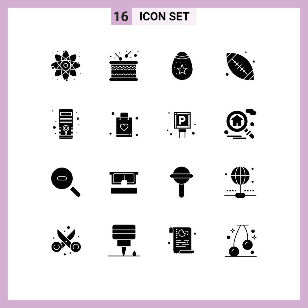Set of 16 Modern UI Icons Symbols Signs for pc computer decoration canada ball ball Editable Vector Design Elements