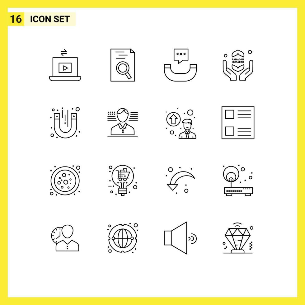 16 Creative Icons Modern Signs and Symbols of magnetic magnet phone laboratory ramadhan Editable Vector Design Elements