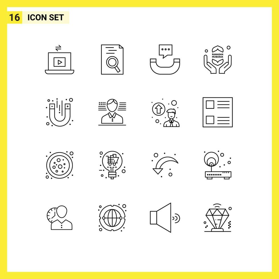 16 iconos creativos signos y símbolos modernos de laboratorio de teléfonos magnéticos ramadán elementos de diseño vectorial editables vector