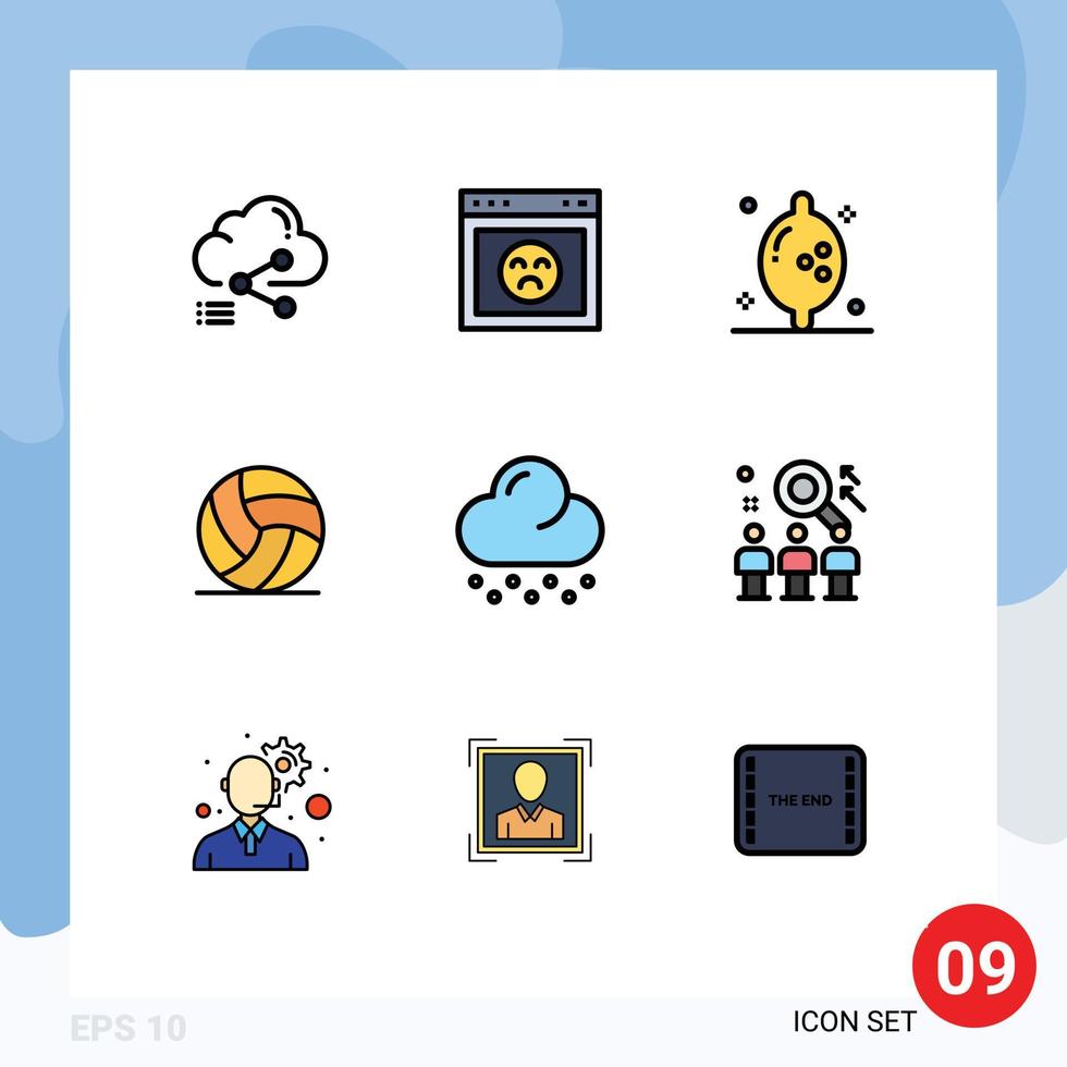 Pack of 9 Modern Filledline Flat Colors Signs and Symbols for Web Print Media such as snow sport website game football Editable Vector Design Elements