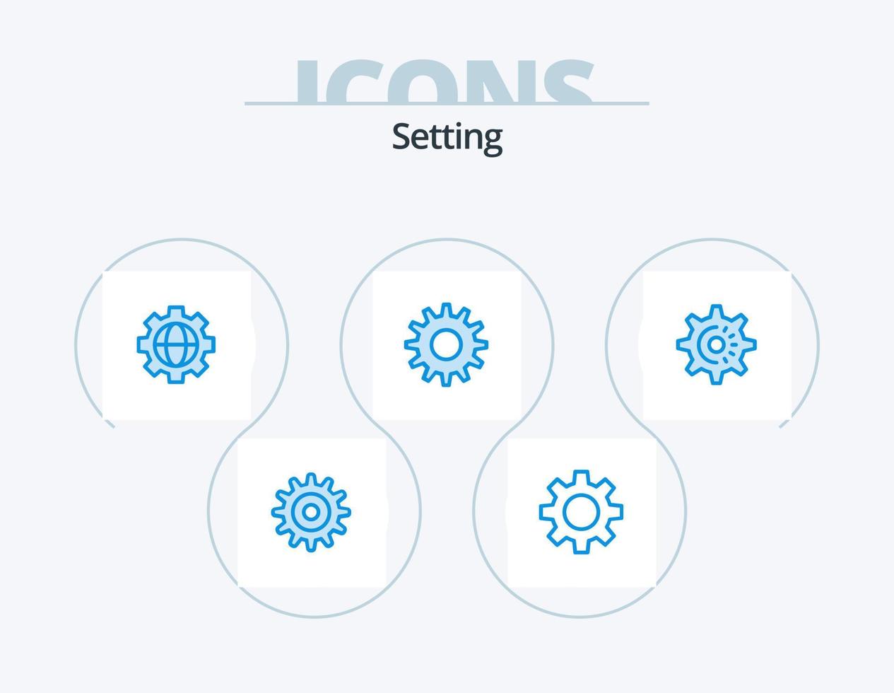 configuración del paquete de iconos azules 5 diseño de iconos. . idea. globo. entorno. diente vector