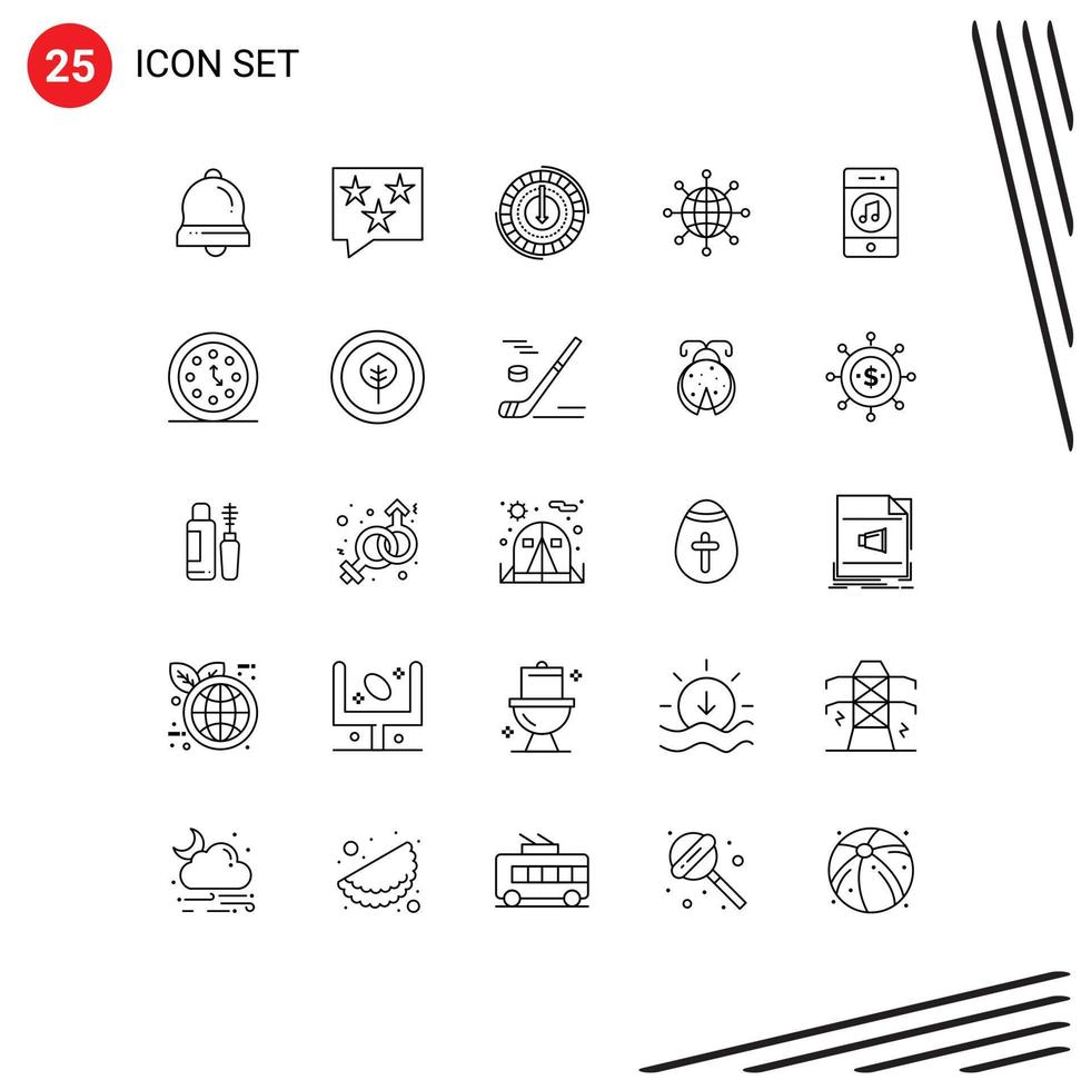 25 Line concept for Websites Mobile and Apps earth globe star connect lower Editable Vector Design Elements