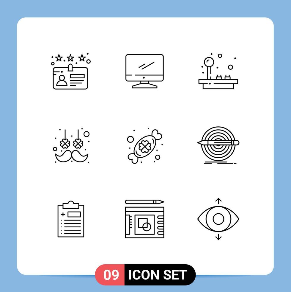 9 Outline concept for Websites Mobile and Apps celebrate flower joystick moustache facial hair Editable Vector Design Elements