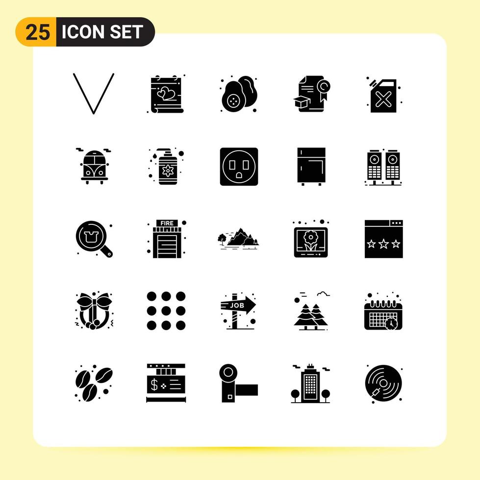 Set of 25 Modern UI Icons Symbols Signs for fire barrel fruit award education Editable Vector Design Elements