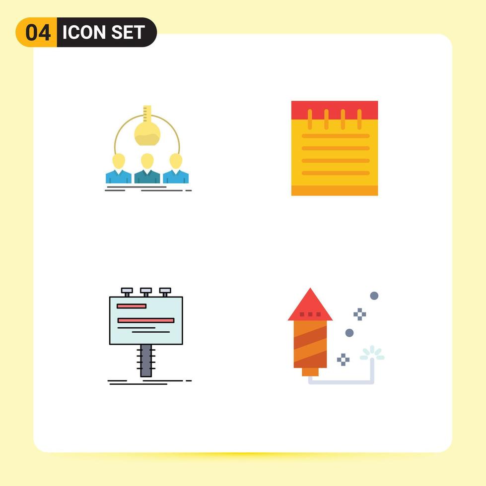 Group of 4 Modern Flat Icons Set for labortary advertisement experiment study education billboard Editable Vector Design Elements