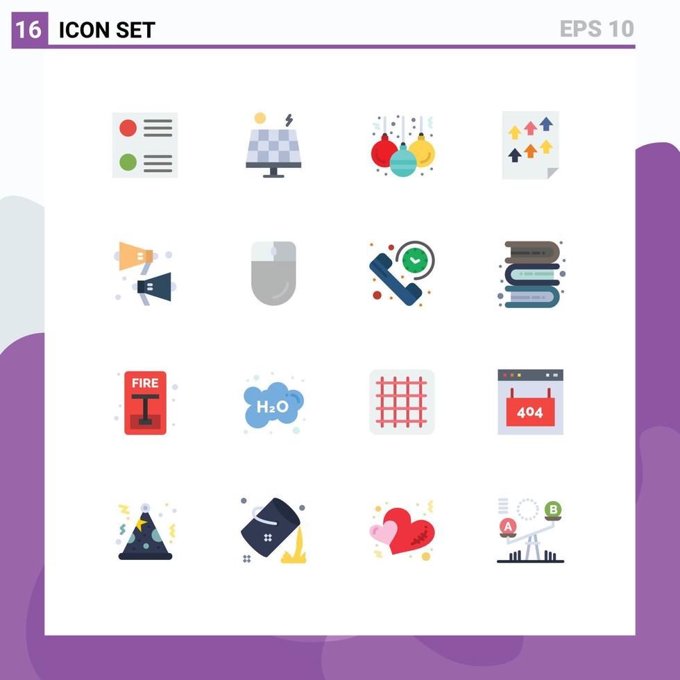 Set of 16 Modern UI Icons Symbols Signs for cursor sound decoration loud paper Editable Pack of Creative Vector Design Elements