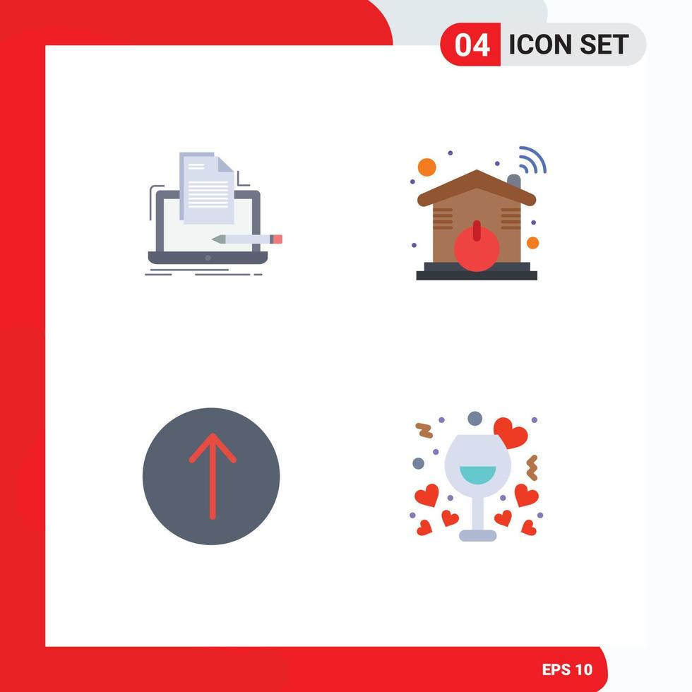 User Interface Pack of 4 Basic Flat Icons of coder arrow list home up Editable Vector Design Elements