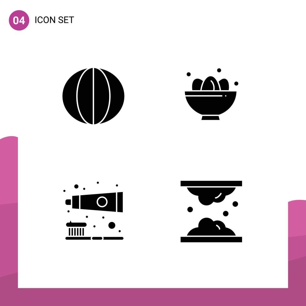 Pictogram Set of 4 Simple Solid Glyphs of fresh nest vegetable celebration tooth Editable Vector Design Elements