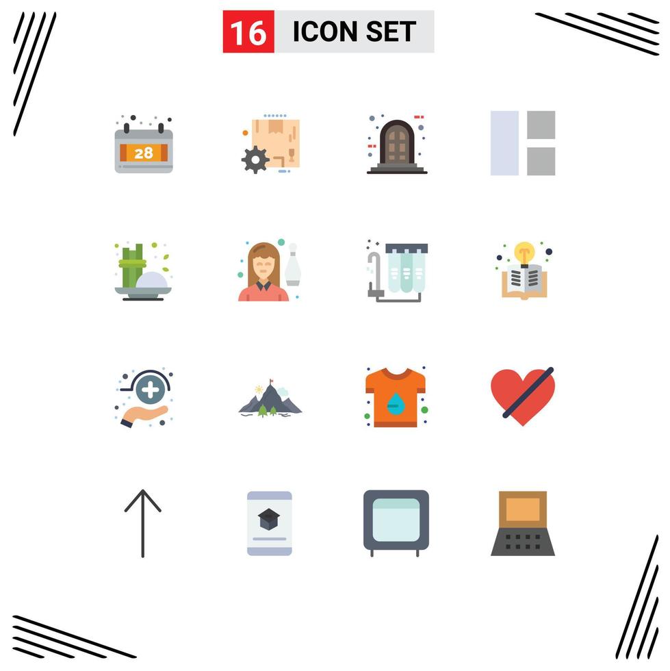 16 Universal Flat Color Signs Symbols of seasoning coffee panel cinnamon image Editable Pack of Creative Vector Design Elements