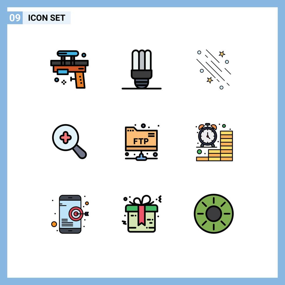 Set of 9 Modern UI Icons Symbols Signs for folder plus star search stars Editable Vector Design Elements