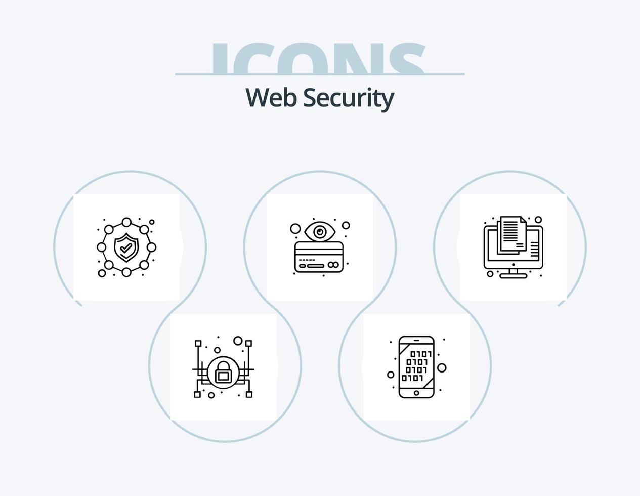 Web Security Line Icon Pack 5 Icon Design. global. mobile. hacker. code. process vector