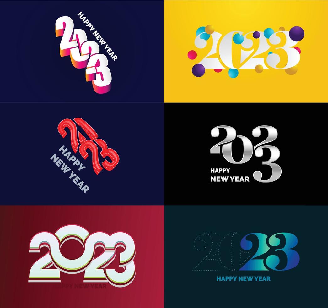 Big Collection of 2023 Happy New Year symbols Cover of business diary for 2023 with wishes vector