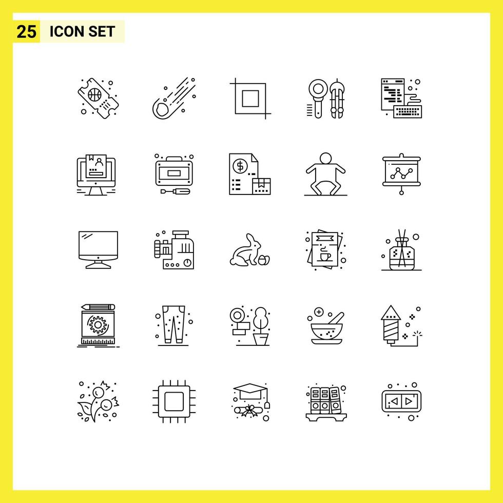 25 Line concept for Websites Mobile and Apps coding geometry crop tool design Editable Vector Design Elements