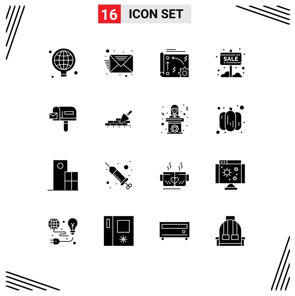 Stock Vector Icon Pack of 16 Line Signs and Symbols for box sale board automation sale banner Editable Vector Design Elements