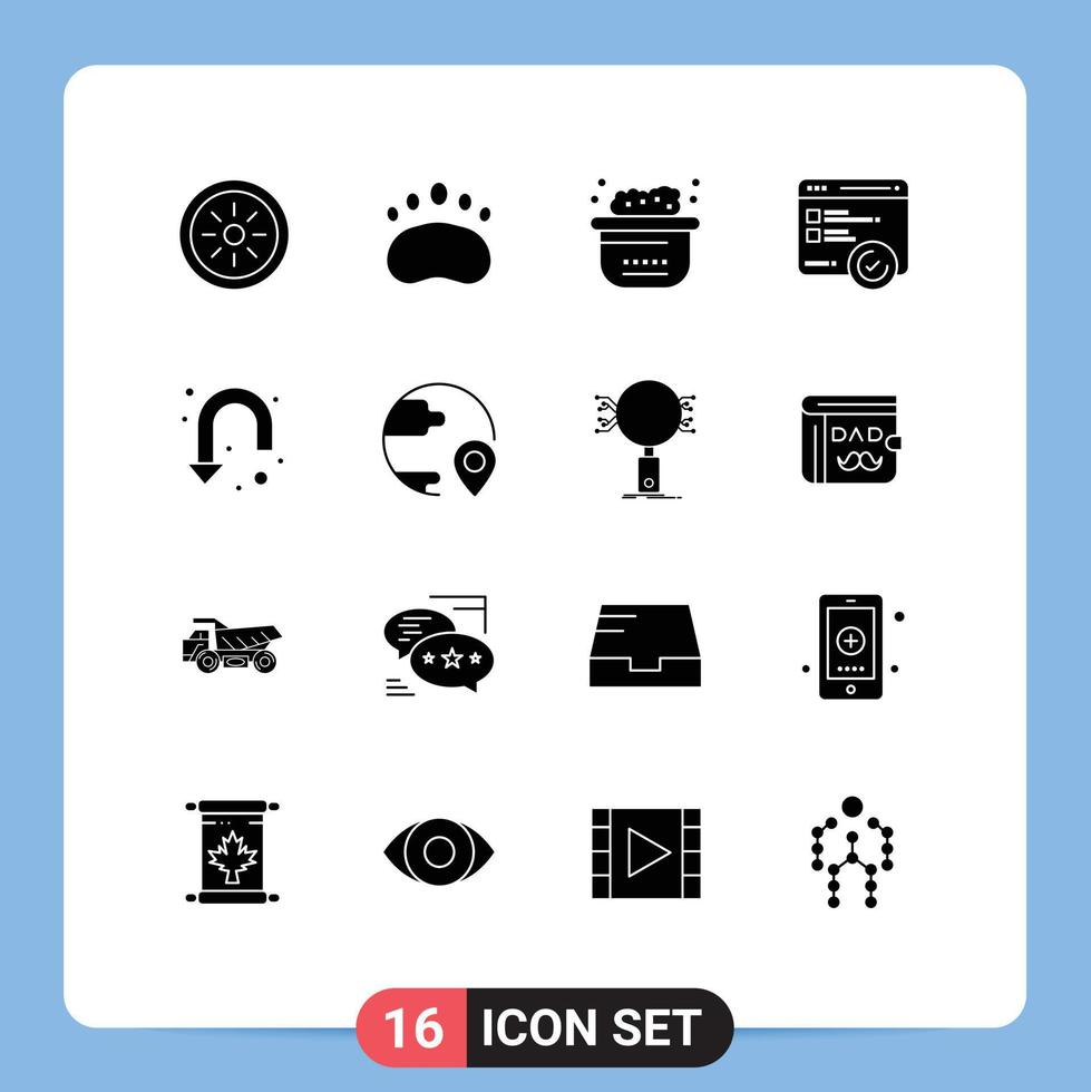 Editable Vector Line Pack of 16 Simple Solid Glyphs of sign web animals testing development Editable Vector Design Elements